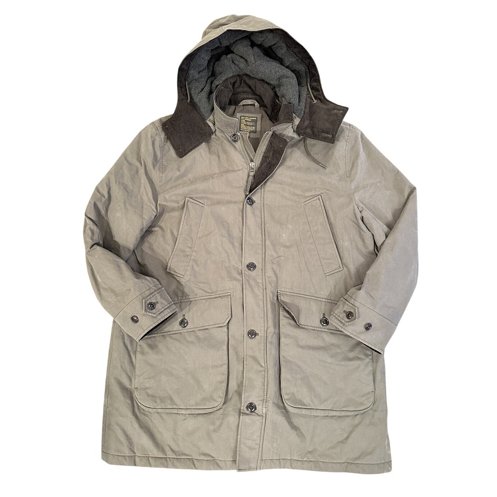 Wallace & Barnes Parka Jacket Mens XXL Olive Green Hooded Primaloft Insulated